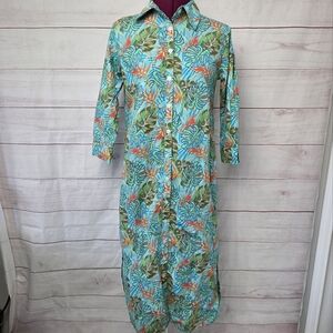 Marigold Maxi Button Up Floral Dress Beach Cover Up Womens Size XS